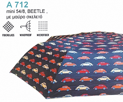 Ομπρέλα Xειροκίνητη & Aντιανεμική RAIN A712 Beetle Designs