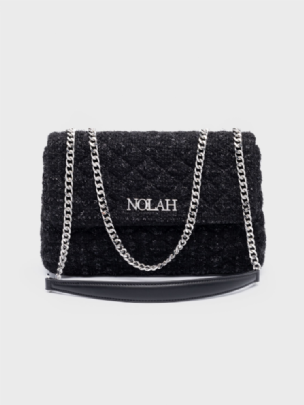 Nolah Τσάντα Χιαστί Ώμου Emilia Shiny Black Silver